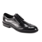 Black wingtip leather dress shoes for men