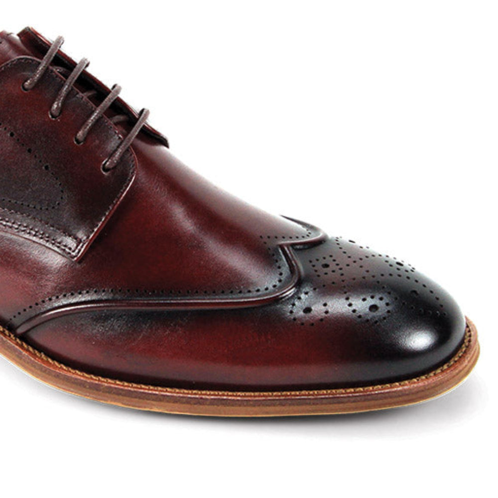 Burgundy Wingtip Leather Dress Shoes for Men