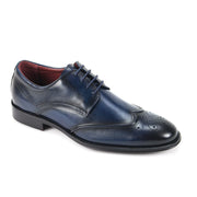 Navy Wingtip Lace Leather Dress Shoes for Men