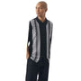 Palm Paradise Collection: Men's Black Casual Knit Shirt and Long Pants Set