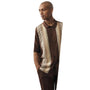 Palm Paradise Collection: Men's Brown Casual Knit Shirt and Long Pants Set