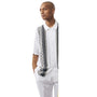 Palm Paradise Collection: Men's White Casual Knit Shirt and Long Pants Set