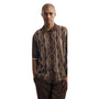 Baronial Collection: Earthy Brown Argyle Knit Front Short Sleeve Button-Down Shirt