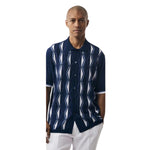 Baronial Collection: Nautical Navy Argyle Knit Front Short Sleeve Button-Down Shirt