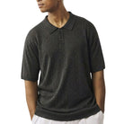 charcoal see-thru fancy woven knit polo shirt front view