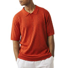 persimmon see-thru fancy woven knit polo shirt front view