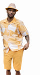 Montique Gold Abstract Design Walking Suit 2 Piece SHORTS SET 72204
