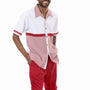 Red Houndstooth Horizontal Walking Suit 2 Piece SHORTS SET 72212