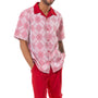 Montique Red Argyle Pattern Walking Suit 2 Piece SHORTS SET 72216