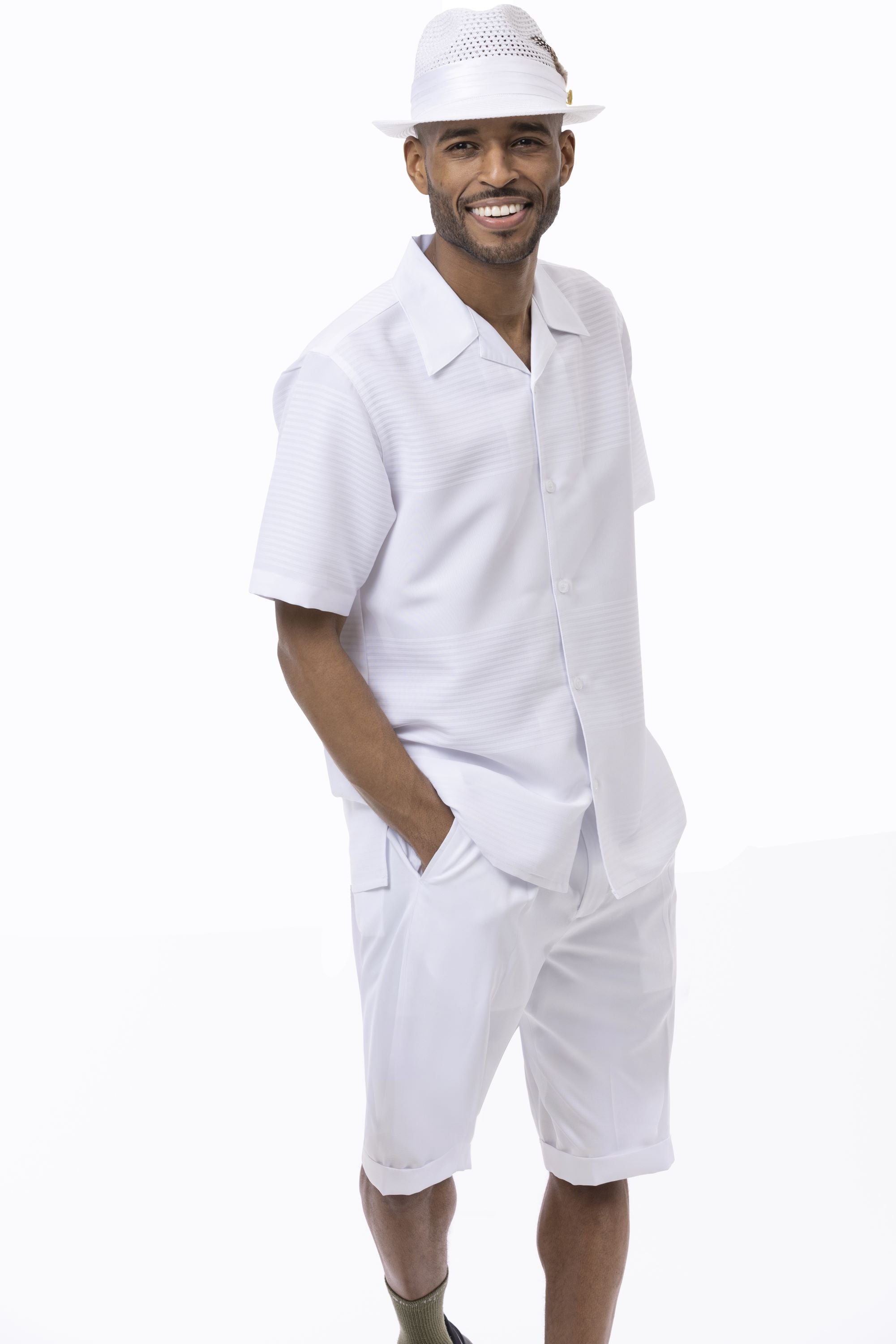 Tone on Tone White Walking Suit