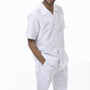 Tone On Tone White Walking Suit 2 Piece Horizontal Stripe SHORTS SET 72222
