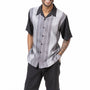Floral Stripe Black Walking Suit 2 Piece SHORTS SET 72227