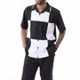 Montique Black Color Block Walking Suit 2 Piece SHORTS SET 72314