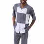 Montique Grey Color Block Walking Suit 2 Piece SHORTS SET 72314