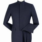 navy blue mandarin collar clergy jacket close up