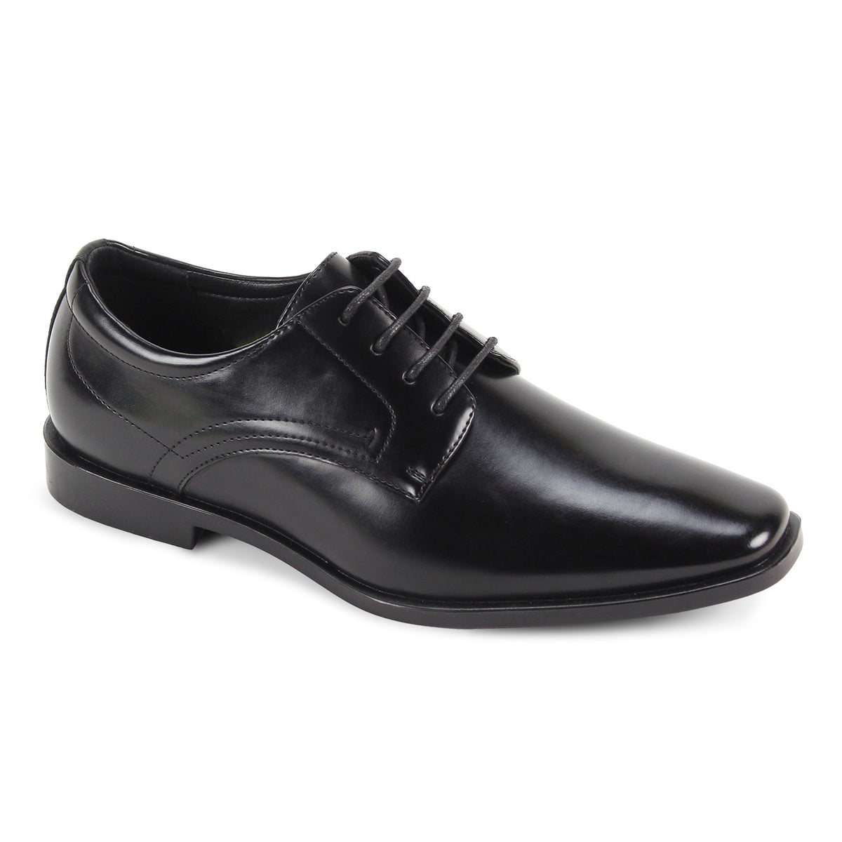 Men’s black plain-toe lace-up dress shoe, style 8000