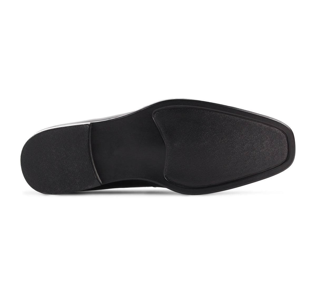 Synthetic rubber outsole of men’s plain-toe dress shoe