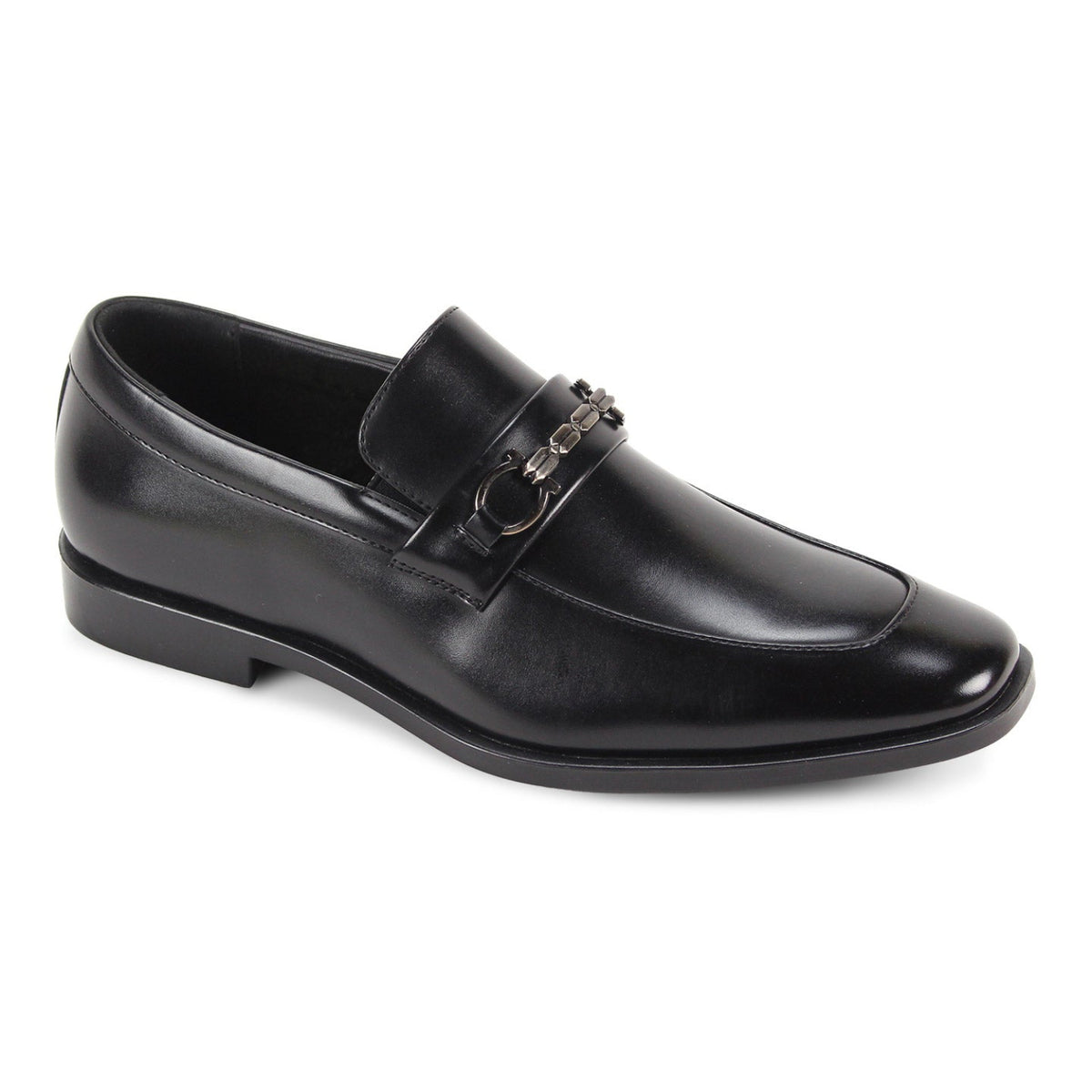 Men’s black moc-toe bit slip-on dress loafer