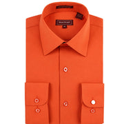 Rust Solid Long Sleeve Button Up Shirt with Front Flap Pockets