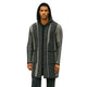 Frost Trails Collection: Hooded Wool Blend Jacket Sweater In Black