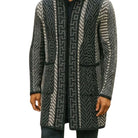 black hooded knit jacket sweater 3 quarter length full outfit view