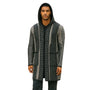 Frost Trails Collection: Hooded Wool Blend Jacket Sweater In Black