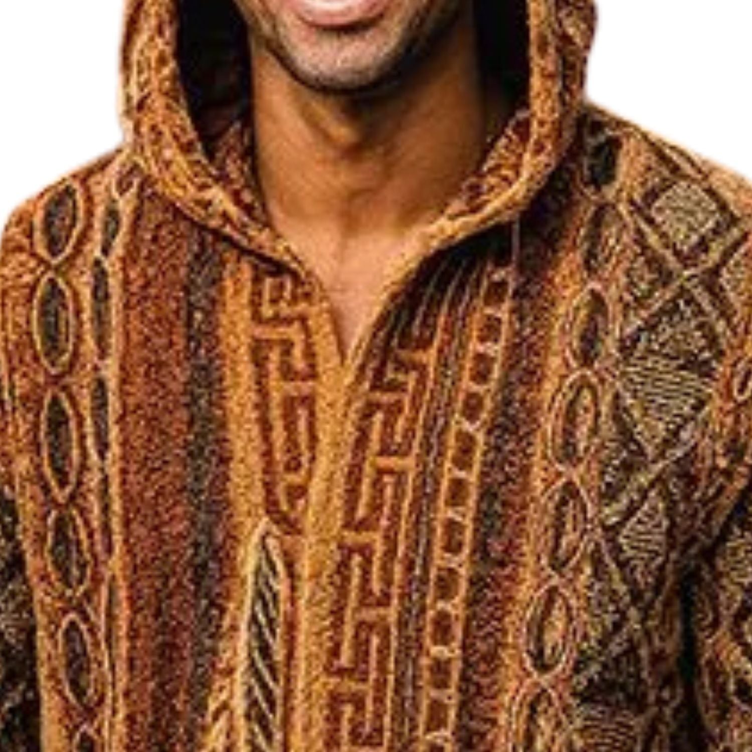 Men's Brown Wool Blend 3/4 Hooded Jacket – Suits & More