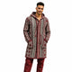 Men’s Grey Patterned Wool Blend 3/4 Hooded Jacket