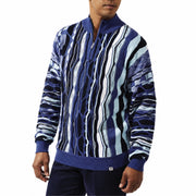 Men’s Blue Geometric Knit Quarter-Zip Pullover Sweater by Stacy Adams
