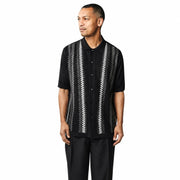 Men’s 2 Piece Short Sleeve Set with Geometric Pattern - Black