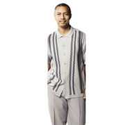 Men’s 2 Piece Short Sleeve Set with Geometric Pattern - Grey