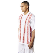 Men’s 2 Piece Short Sleeve Set with Geometric Pattern - White