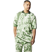 Viridion Collection: Stacy Adams Green Abstract Knit Polo Shorts Set