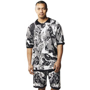 Viridion Collection: Stacy Adams Black Abstract Knit Polo Shorts Set