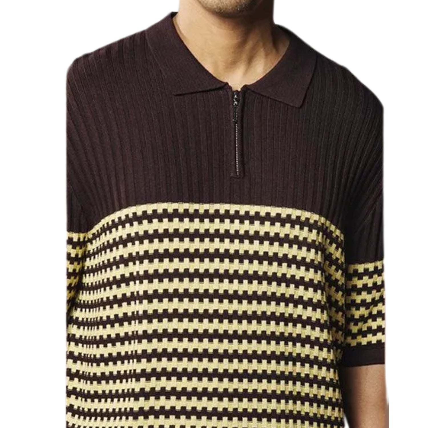 Men's Brown Engineered Knit Polo by Stacy Adams – Suits & More