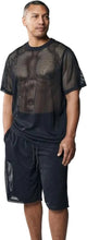 Black 2-Piece Fishnet Short Sleeve Crewneck Top & Shorts Set by Stacy Adams
