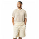 Vanilla Cream 2-Piece Fishnet Short Sleeve Crewneck Top & Shorts Set by Stacy Adams