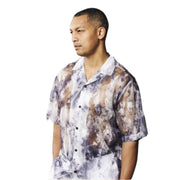 Alsephina Collection: Stacy Adams Abstract Print Fancy Woven See-Through Shirt in Black