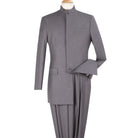 light gray clergy style 2 piece mandarin collar suit front view