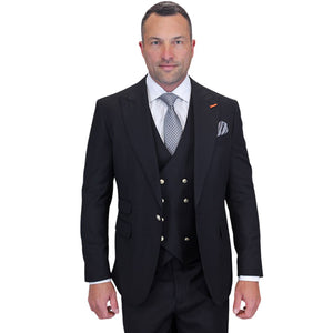Aether Crest Collection: Statement Black 3-Piece Modern Fit Suit