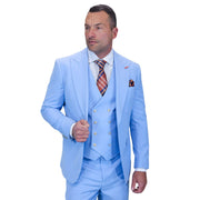 Aether Crest Collection: Statement Sky Blue 3-Piece Modern Fit Suit