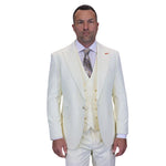 Aether Crest Collection: Statement Off White 3-Piece Modern Fit Suit