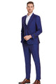 Poseidon Collection: 3-Piece Slim Fit Windowpane Suit For Men In Admiral Blue