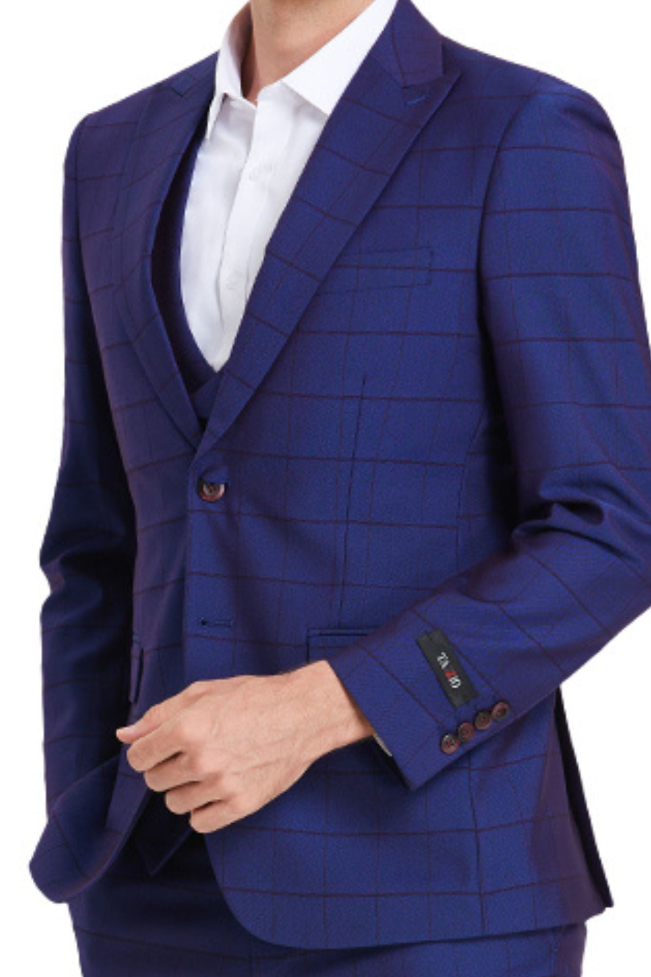 Admiral Blue Windowpane 3-Piece Slim Fit Suit – Suits & More