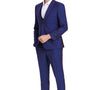Poseidon Collection: 3-Piece Slim Fit Windowpane Suit For Men In Admiral Blue