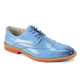 Lorano Collection: Men's Light Blue Laser Perforated Cap Toe Leather Dress Shoes