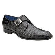 Belvedere Angelo Genuine Caiman Crocodile Monk-Strap Shoe in Black