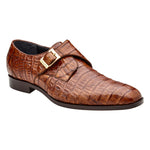 Belvedere Angelo Genuine Caiman Crocodile Monk-Strap Shoe in Walnut