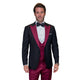 ChicChato Collection: Black Tuxedo with Burgundy Peak Lapel and Accents - Modern Fit