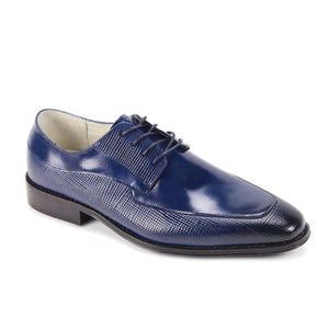 Cavoti Collection: Men's Cobalt Moc Toe Embossed Leather Lace-Up Shoe